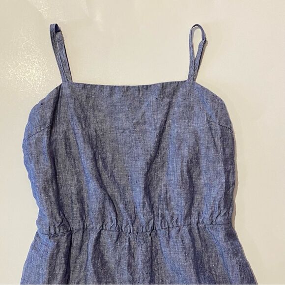 Cynthia Rowley 100% Linen Chambray Blue Sleeveless Romper Women's Size 6 - Picture 2 of 15